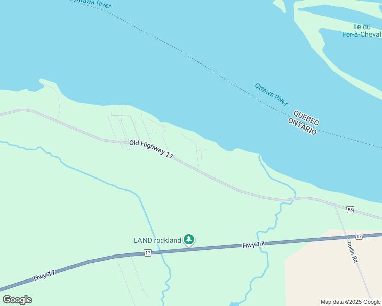 map of restaurants, bars, coffee shops, grocery stores, and more near 3435 Old Highway 17 in Clarence-Rockland