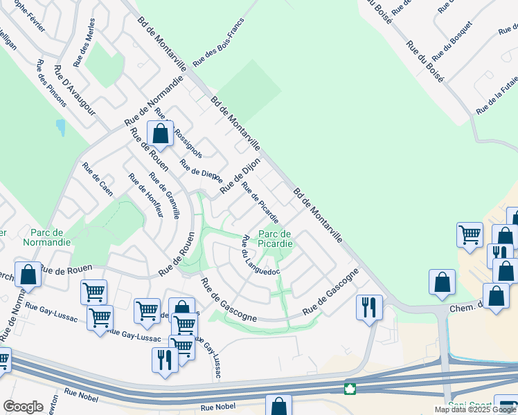 map of restaurants, bars, coffee shops, grocery stores, and more near 333 Rue de Vendée in Boucherville