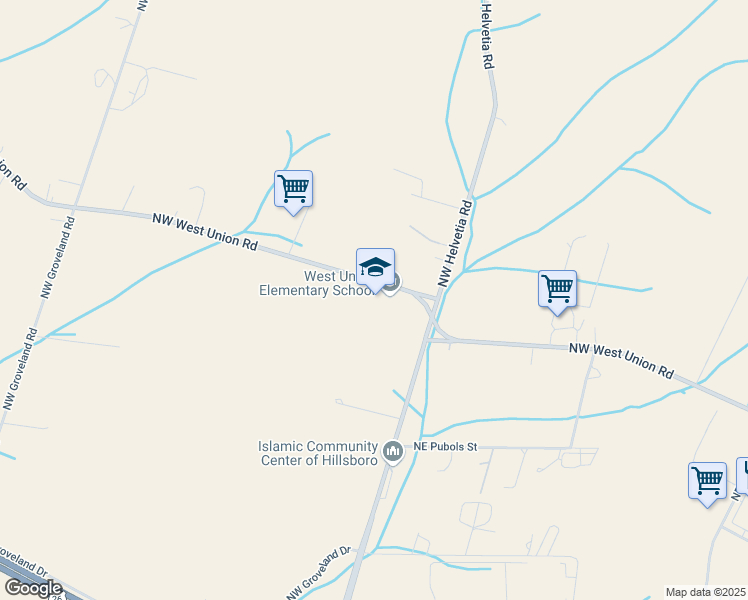 map of restaurants, bars, coffee shops, grocery stores, and more near 23870 Northwest West Union Road in Hillsboro