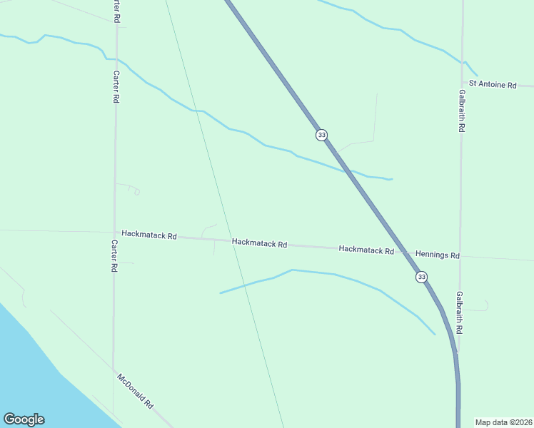 map of restaurants, bars, coffee shops, grocery stores, and more near 1501 Hackmatack Road in Cheboygan