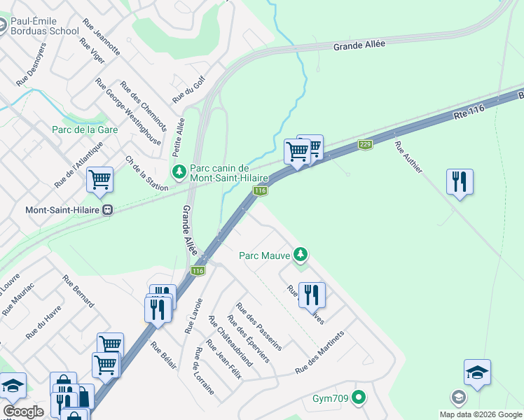 map of restaurants, bars, coffee shops, grocery stores, and more near 1070 Boulevard Sir-Wilfrid-Laurier in Mont-Saint-Hilaire