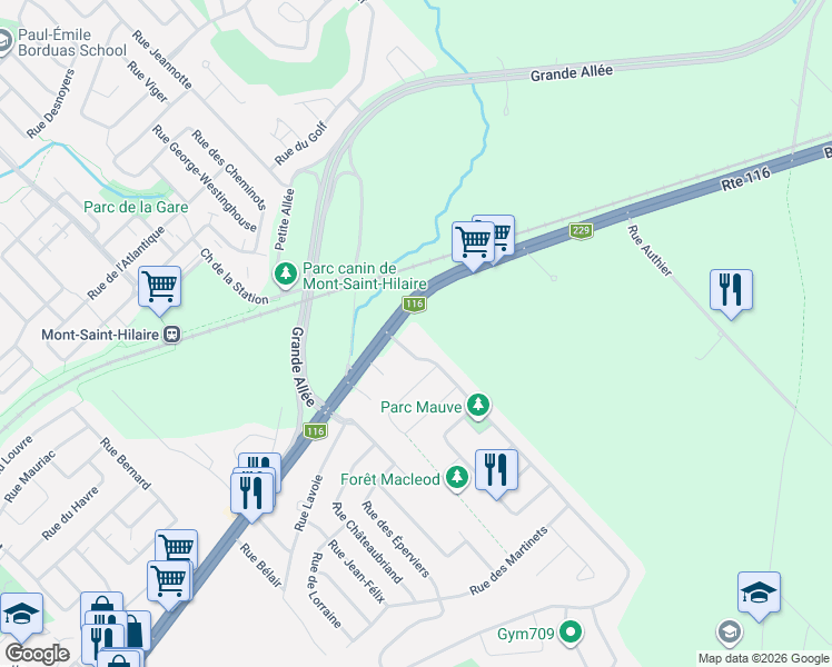 map of restaurants, bars, coffee shops, grocery stores, and more near 1070 Boulevard Sir-Wilfrid-Laurier in Mont-Saint-Hilaire