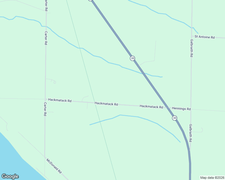 map of restaurants, bars, coffee shops, grocery stores, and more near 1501 Hackmatack Road in Cheboygan