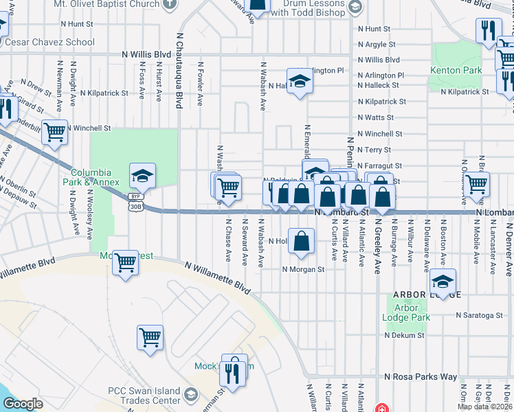 map of restaurants, bars, coffee shops, grocery stores, and more near in Portland