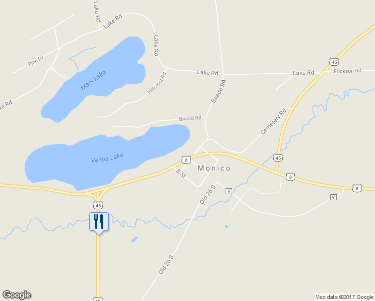 map of restaurants, bars, coffee shops, grocery stores, and more near 1658 U.S. 8 in Monico