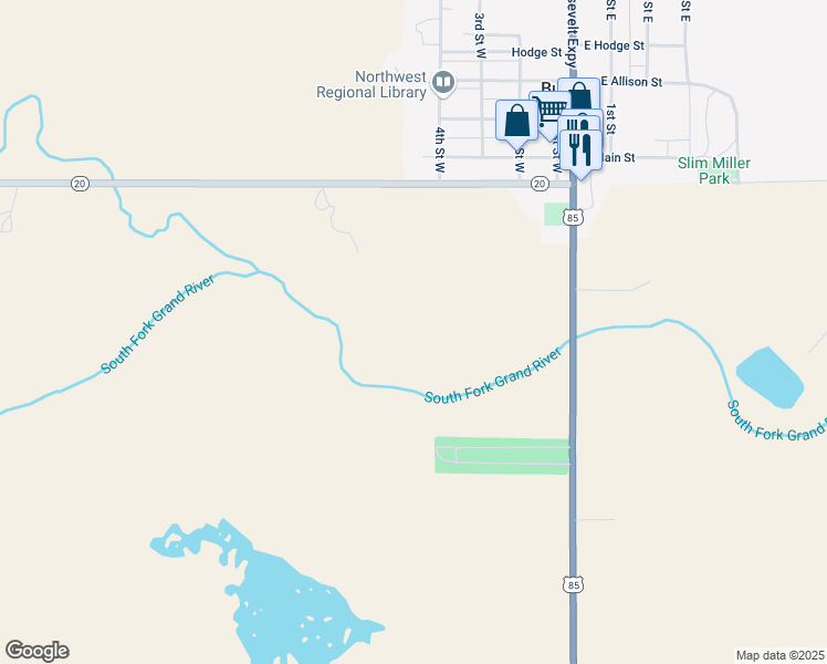 map of restaurants, bars, coffee shops, grocery stores, and more near 12453 South Dakota 20 in Buffalo