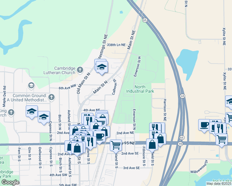 map of restaurants, bars, coffee shops, grocery stores, and more near 520 Calhoun Place in Cambridge