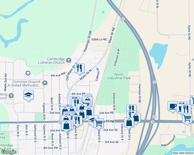 map of restaurants, bars, coffee shops, grocery stores, and more near 520 Calhoun Place in Cambridge
