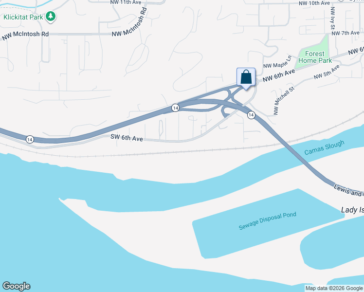 map of restaurants, bars, coffee shops, grocery stores, and more near 2124 Southwest 6th Avenue in Camas
