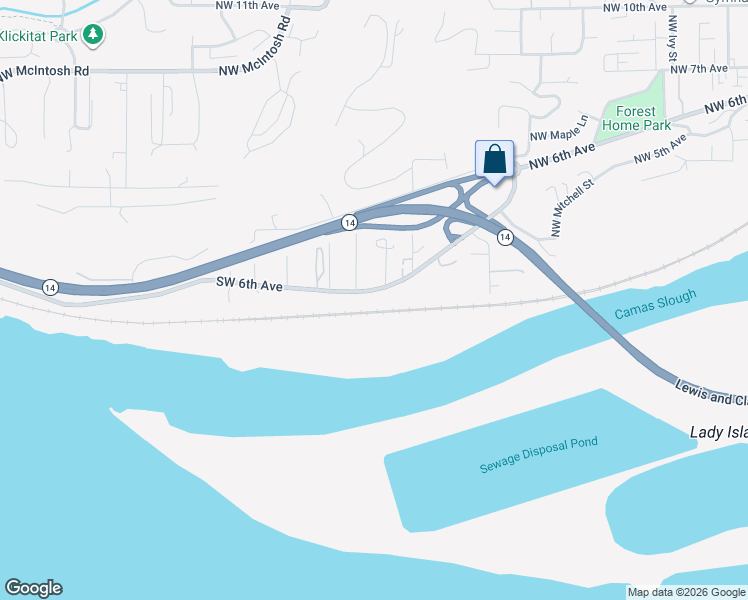 map of restaurants, bars, coffee shops, grocery stores, and more near 2124 Southwest 6th Avenue in Camas