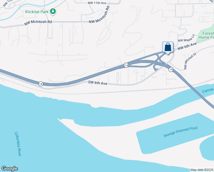 map of restaurants, bars, coffee shops, grocery stores, and more near 2541 Southwest 6th Avenue in Camas