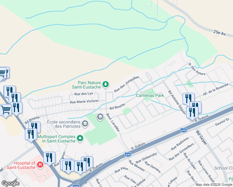 map of restaurants, bars, coffee shops, grocery stores, and more near 292 Rue des Jonquilles in Sainte-Marthe-sur-le-Lac