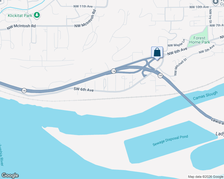 map of restaurants, bars, coffee shops, grocery stores, and more near 614 Southwest Valley Street in Camas