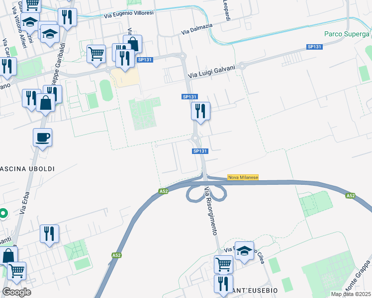map of restaurants, bars, coffee shops, grocery stores, and more near 1 Via Gaetana Agnesi in Nova Milanese