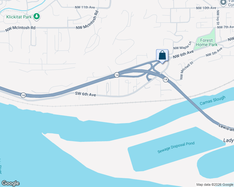 map of restaurants, bars, coffee shops, grocery stores, and more near 614 Southwest Valley Street in Camas