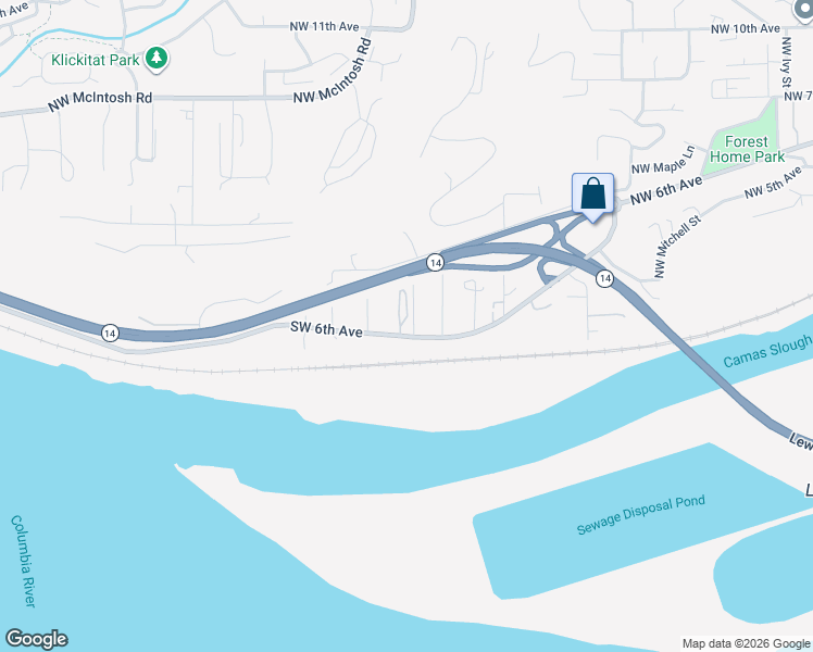 map of restaurants, bars, coffee shops, grocery stores, and more near 614 Southwest Valley Street in Camas