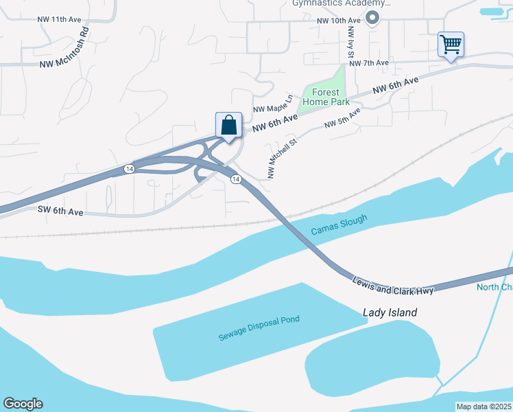map of restaurants, bars, coffee shops, grocery stores, and more near 1512 Southwest 7th Circle in Camas