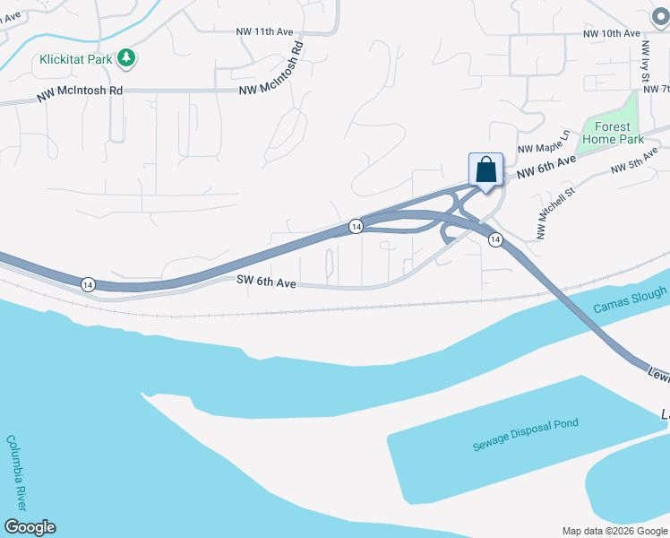 map of restaurants, bars, coffee shops, grocery stores, and more near 614 Southwest Valley Street in Camas