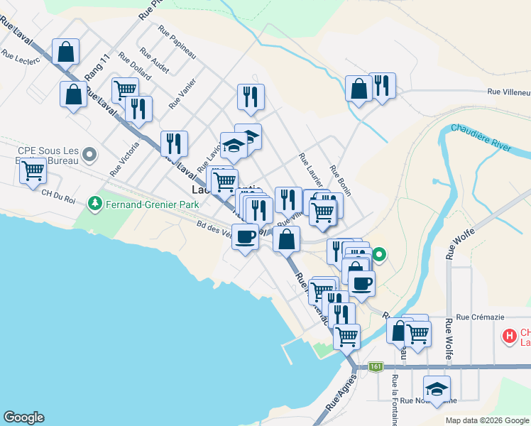 map of restaurants, bars, coffee shops, grocery stores, and more near 4914 Rue Dollard in Lac-Mégantic