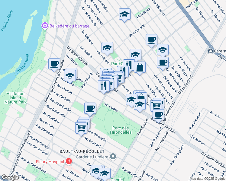 map of restaurants, bars, coffee shops, grocery stores, and more near in Montreal