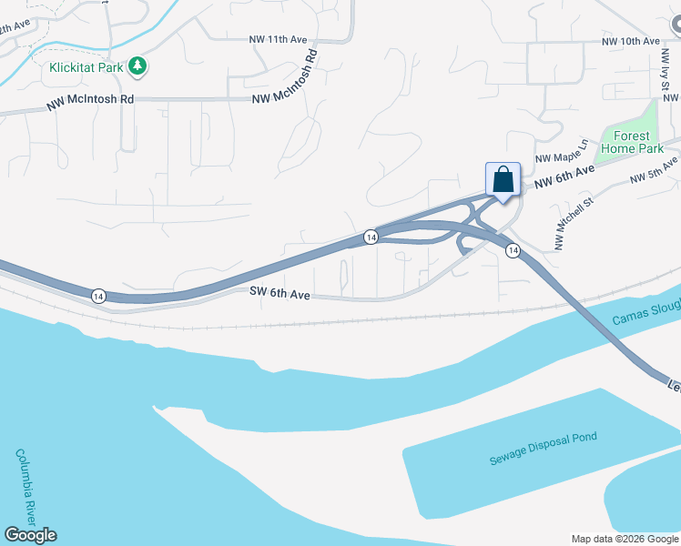 map of restaurants, bars, coffee shops, grocery stores, and more near 2413 Southwest 6th Avenue in Camas