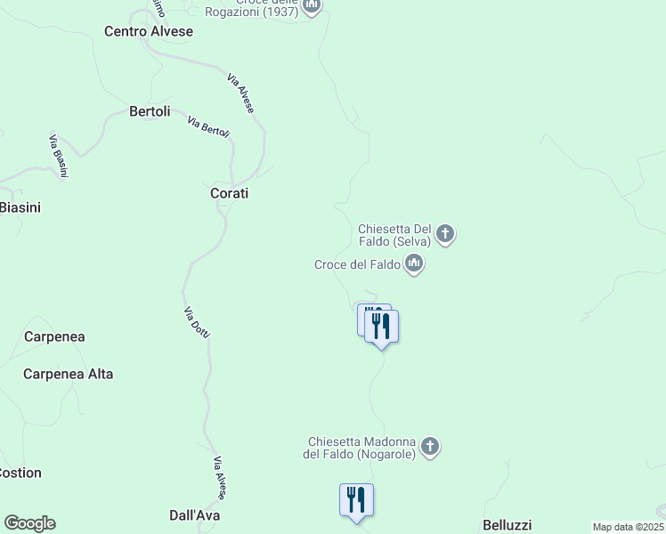 map of restaurants, bars, coffee shops, grocery stores, and more near in Province of Vicenza