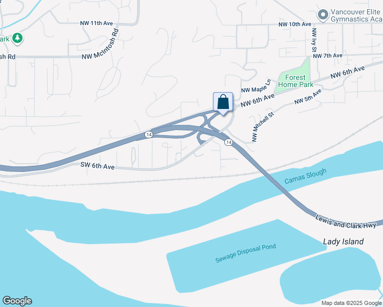 map of restaurants, bars, coffee shops, grocery stores, and more near 1890 Southwest 6th Avenue in Camas