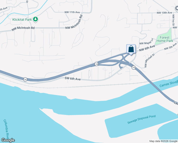 map of restaurants, bars, coffee shops, grocery stores, and more near 2311 Southwest 6th Avenue in Camas