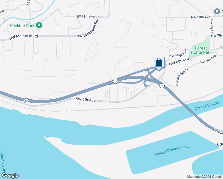 map of restaurants, bars, coffee shops, grocery stores, and more near 614 Southwest Valley Street in Camas