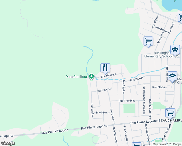 map of restaurants, bars, coffee shops, grocery stores, and more near 695 Rue Bastien in Gatineau