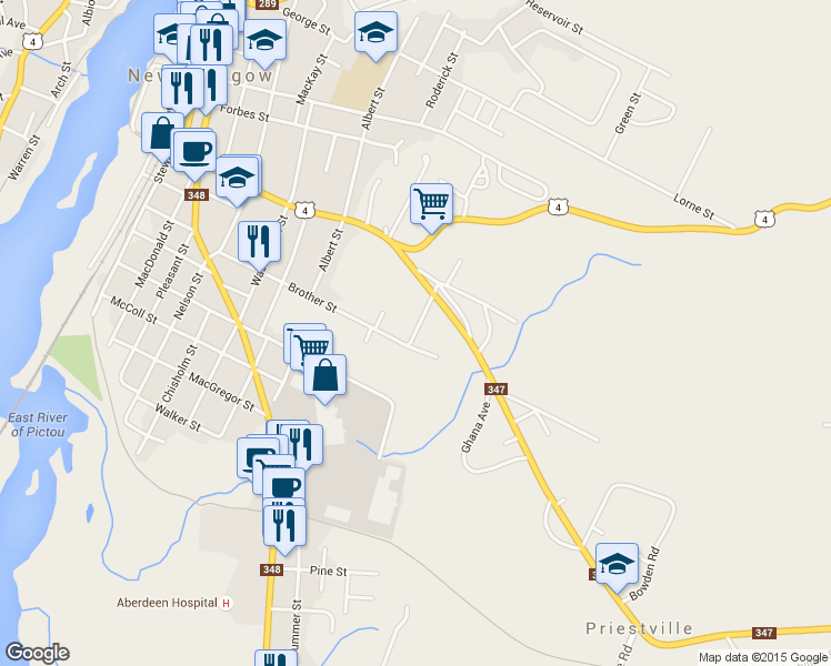 map of restaurants, bars, coffee shops, grocery stores, and more near 354 Tremont Street in New Glasgow