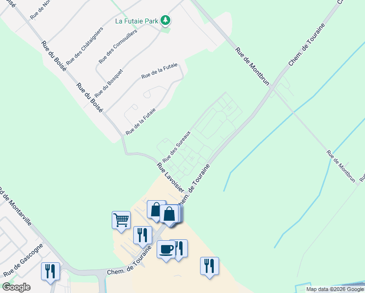 map of restaurants, bars, coffee shops, grocery stores, and more near 658 Rue des Sureaux in Boucherville