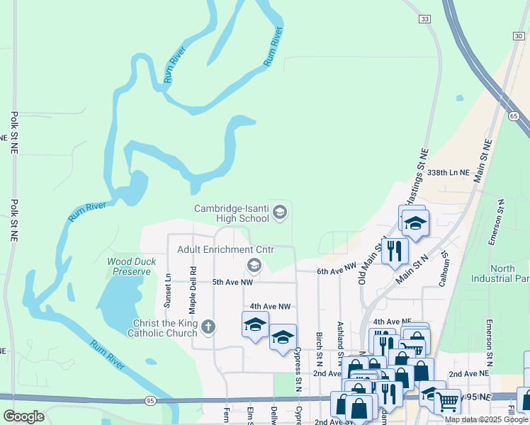 map of restaurants, bars, coffee shops, grocery stores, and more near 430 8th Avenue Northwest in Cambridge