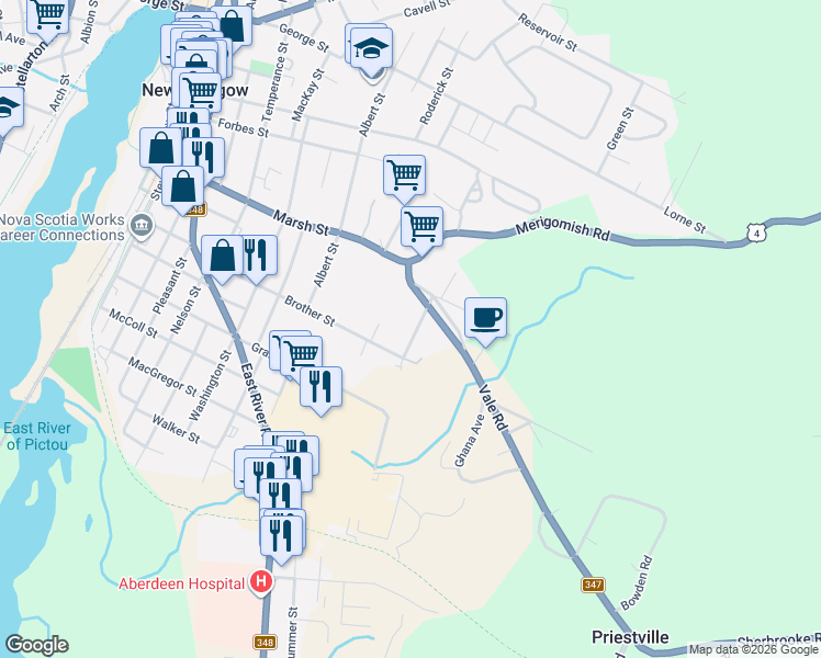 map of restaurants, bars, coffee shops, grocery stores, and more near 337 Tremont Street in New Glasgow
