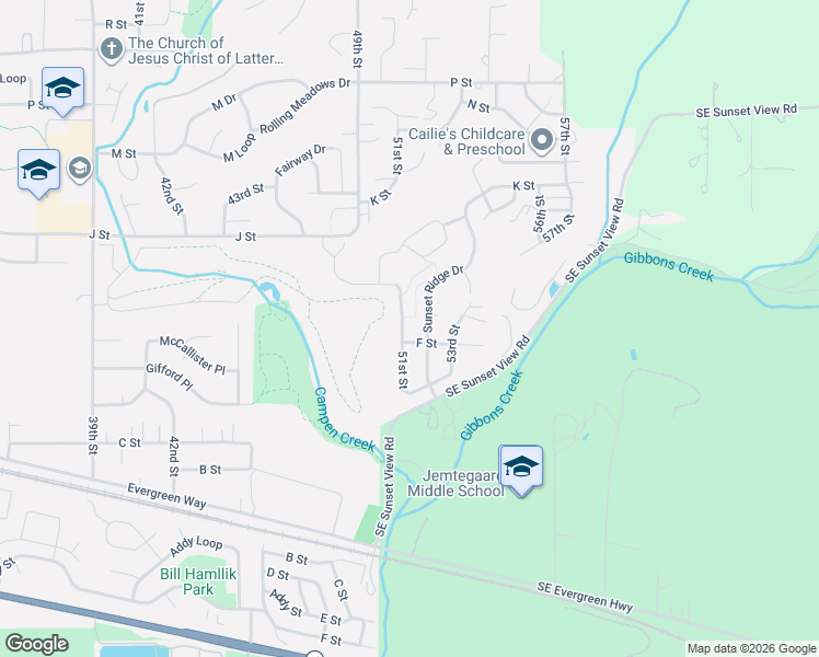 map of restaurants, bars, coffee shops, grocery stores, and more near 624 51st Street in Washougal