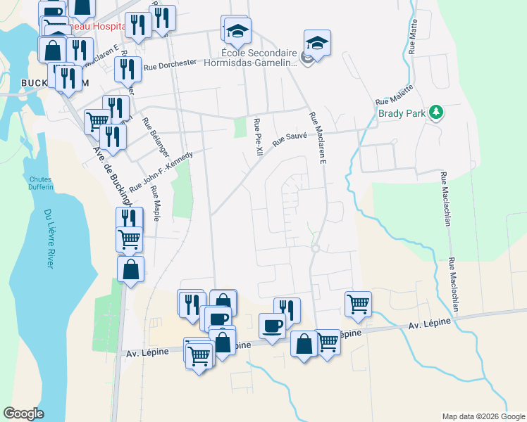 map of restaurants, bars, coffee shops, grocery stores, and more near 88 Rue Alexandre-Rodrigue in Gatineau