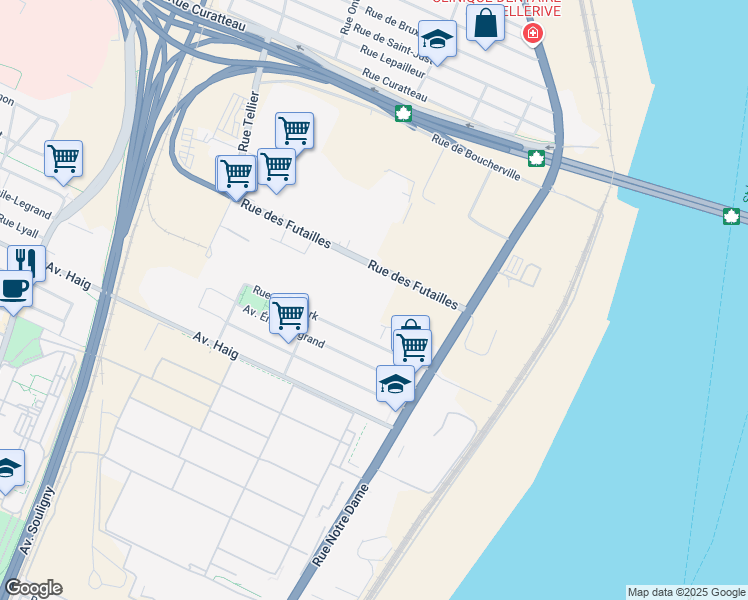 map of restaurants, bars, coffee shops, grocery stores, and more near in Montreal