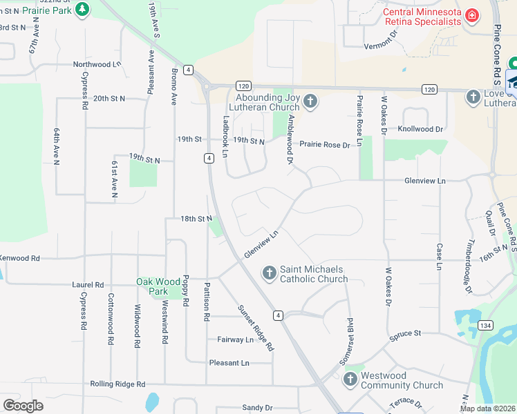 map of restaurants, bars, coffee shops, grocery stores, and more near 189 Glenview Loop in St. Cloud