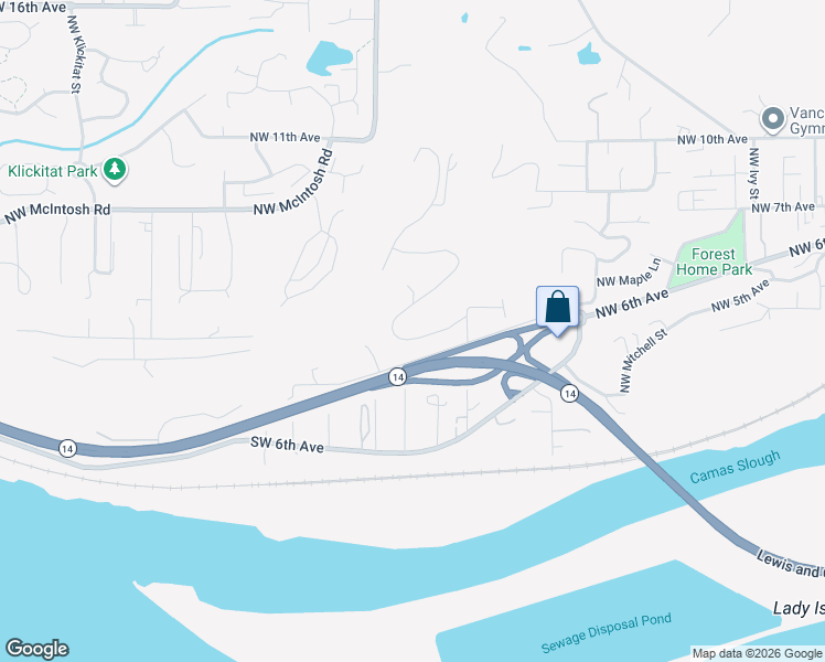 map of restaurants, bars, coffee shops, grocery stores, and more near 2011 Northwest Sierra Lane in Camas