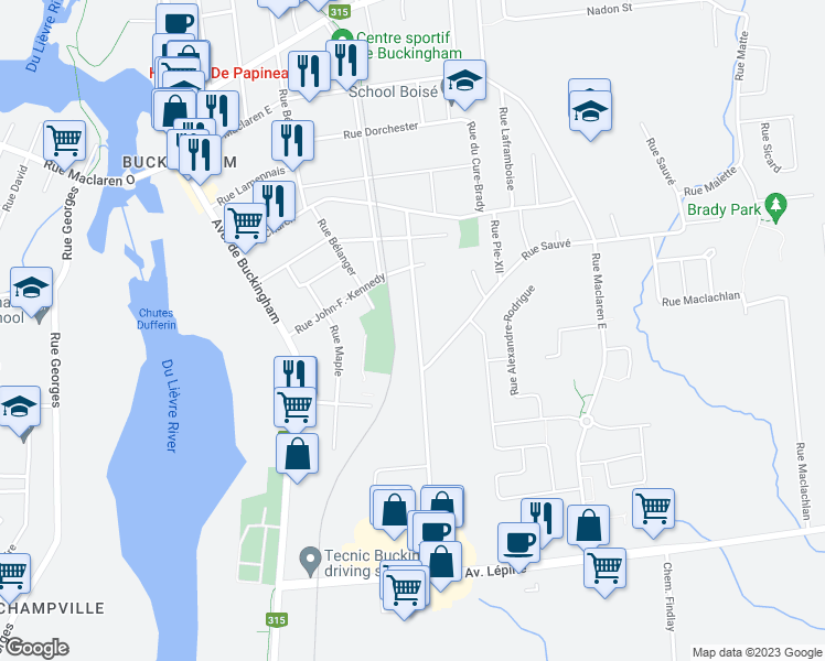 map of restaurants, bars, coffee shops, grocery stores, and more near 683 Rue Dollard in Gatineau