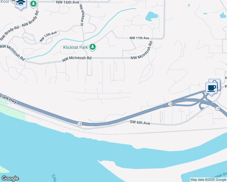 map of restaurants, bars, coffee shops, grocery stores, and more near 3137 Northwest 3rd Avenue in Camas