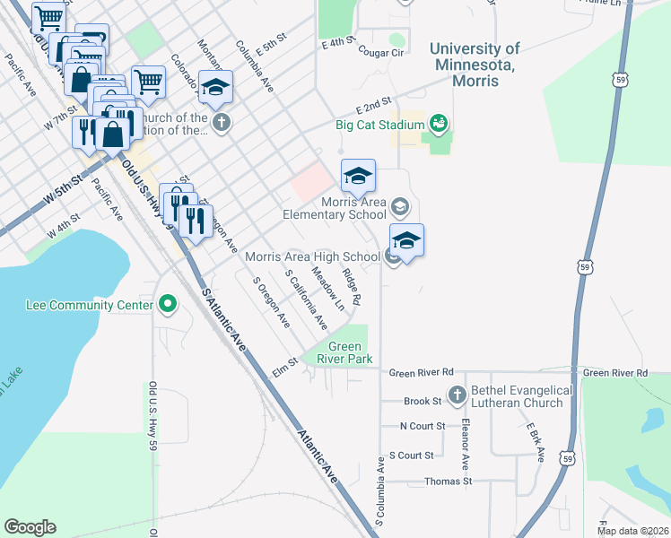 map of restaurants, bars, coffee shops, grocery stores, and more near 28 Ridge Road in Morris