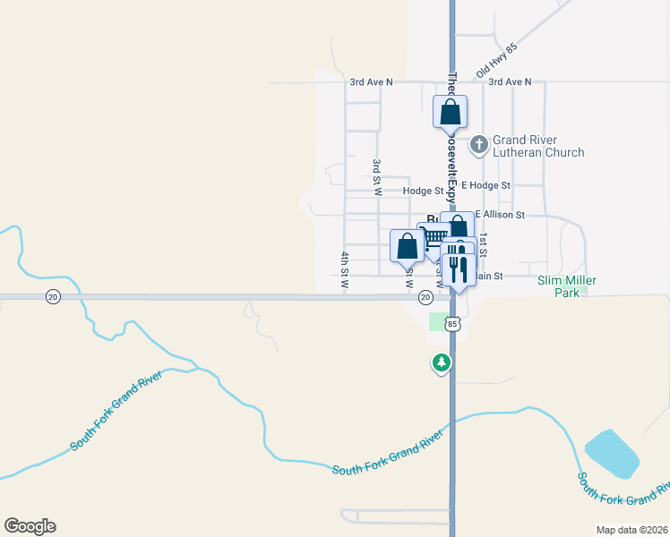 map of restaurants, bars, coffee shops, grocery stores, and more near 201-215 4th Street West in Buffalo