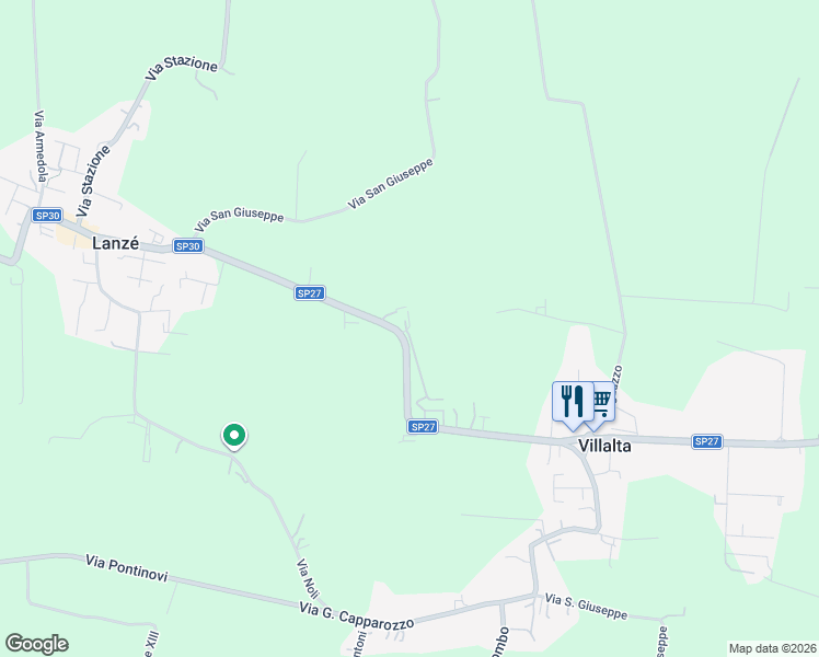 map of restaurants, bars, coffee shops, grocery stores, and more near Strada Provinciale 27 in Province of Vicenza