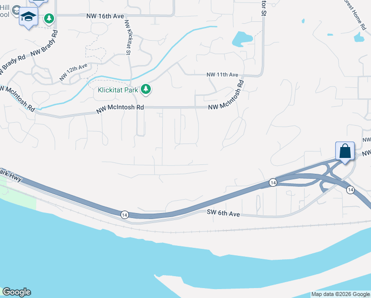 map of restaurants, bars, coffee shops, grocery stores, and more near 3128 Northwest 5th Avenue in Camas