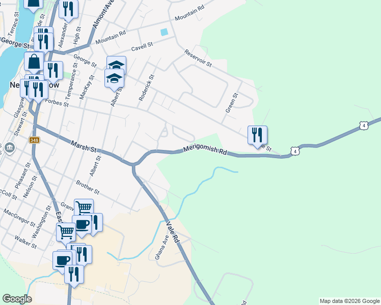 map of restaurants, bars, coffee shops, grocery stores, and more near 515 Maclean Street in New Glasgow