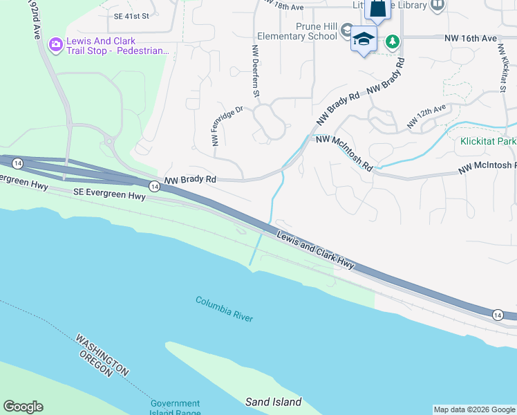 map of restaurants, bars, coffee shops, grocery stores, and more near 600 Southeast Brady Road in Camas