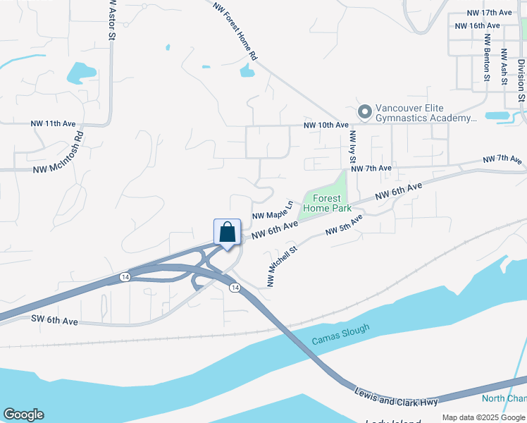 map of restaurants, bars, coffee shops, grocery stores, and more near 1411 Northwest Maple Lane in Camas