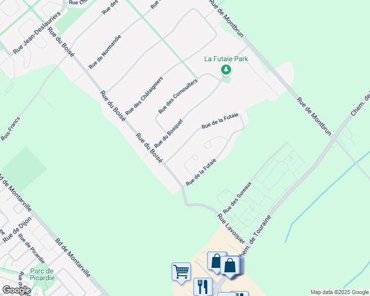 map of restaurants, bars, coffee shops, grocery stores, and more near 661 Rue de la Futaie in Boucherville