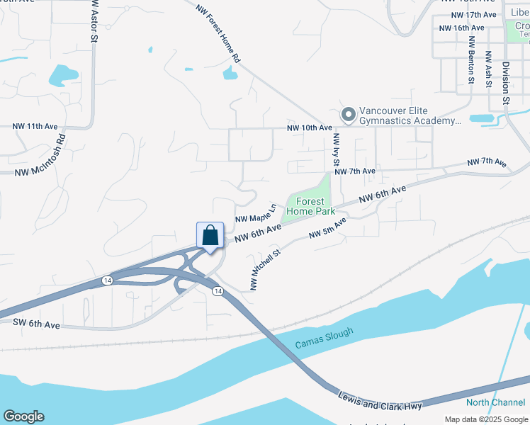 map of restaurants, bars, coffee shops, grocery stores, and more near 1321 Northwest Maple Lane in Camas